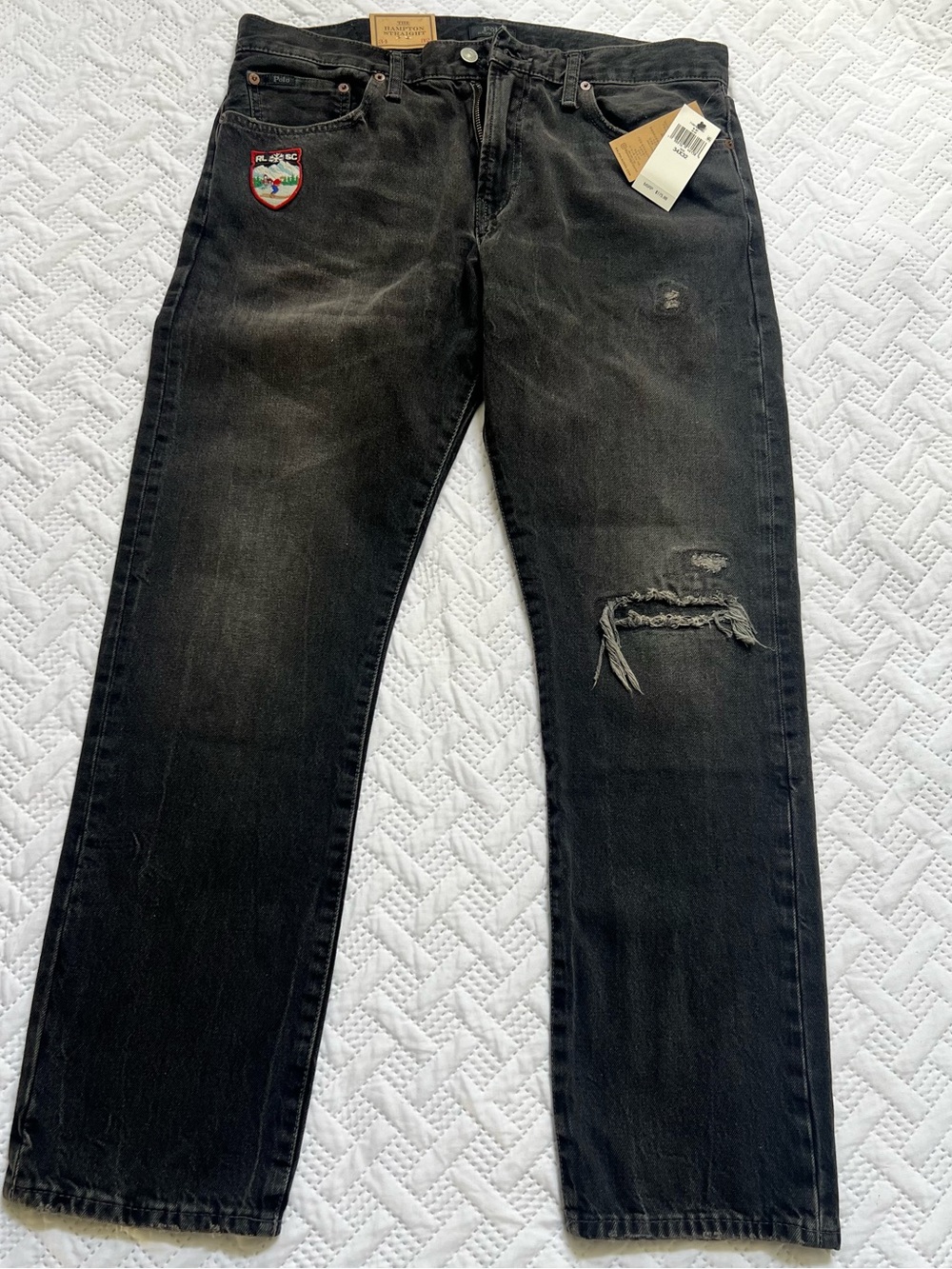 POLO RALPH LAUREN Hampton Straight Distressed Jeans Size 34/32 New!
